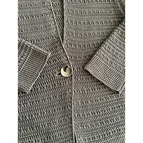 Vintage 90s Black Chunky Knit Cardigan Crochet Cottage Witchy Grandma Sweater XL - Picture 8 of 14